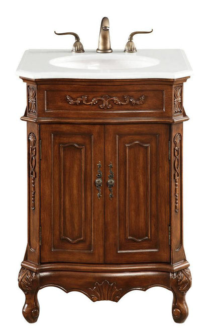 Elegant Furniture & Lighting - Danville 24 inch Single Bathroom vanity in Brown with ivory white engineered marble - VF-1005-VW veiw 1