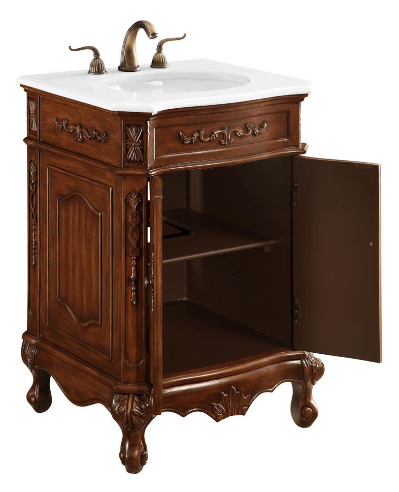 Elegant Furniture & Lighting - Danville 24 inch Single Bathroom vanity in Brown with ivory white engineered marble - VF-1005-VW veiw 3