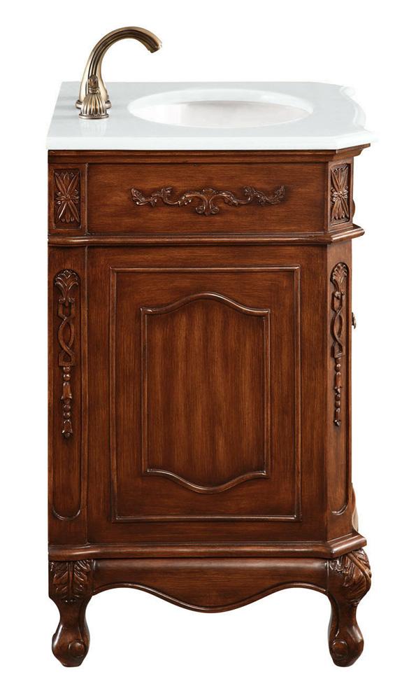 Elegant Furniture & Lighting - Danville 24 inch Single Bathroom vanity in Brown with ivory white engineered marble - VF-1005-VW veiw 4