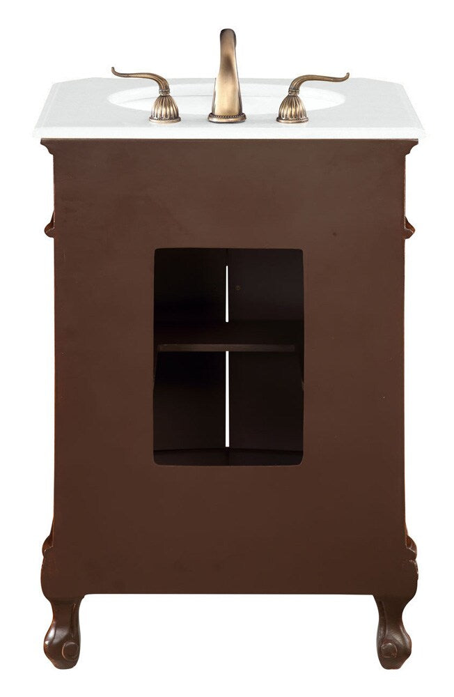 Elegant Furniture & Lighting - Danville 24 inch Single Bathroom vanity in Brown with ivory white engineered marble - VF-1005-VW veiw 8