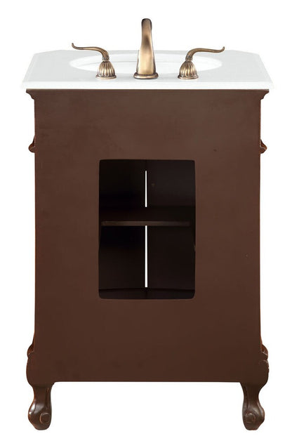Elegant Furniture & Lighting - Danville 24 inch Single Bathroom vanity in Brown with ivory white engineered marble - VF-1005-VW veiw 8