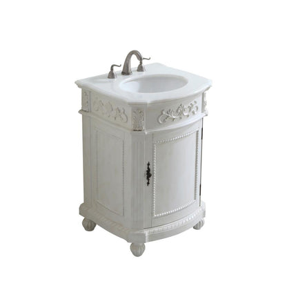Elegant Furniture & Lighting - Danville 24 inch Single Bathroom vanity in Antique White with ivory white engineered marble - VF-1010-VW veiw 3