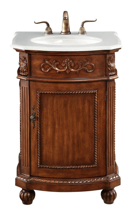 Elegant Furniture & Lighting - Danville 24 inch Single Bathroom vanity in Brown with ivory white engineered marble - VF-1009-VW veiw 1
