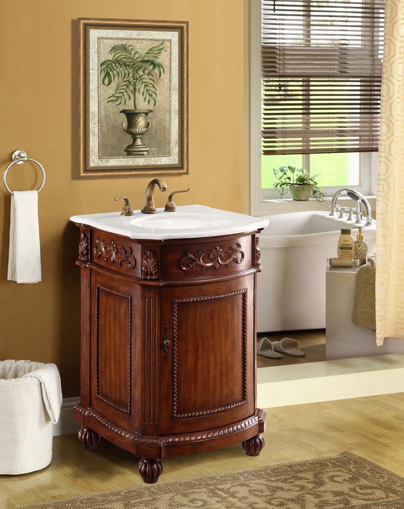 Elegant Furniture & Lighting - Danville 24 inch Single Bathroom vanity in Brown with ivory white engineered marble - VF-1009-VW veiw 2