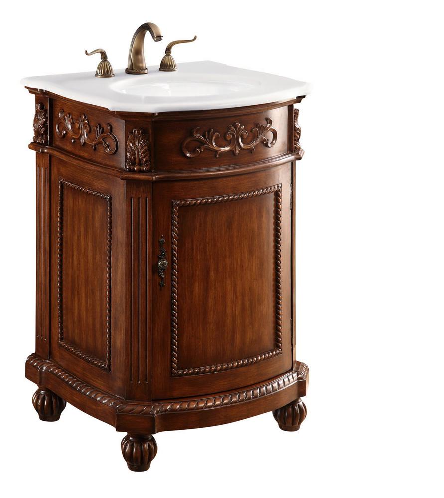 Elegant Furniture & Lighting - Danville 24 inch Single Bathroom vanity in Brown with ivory white engineered marble - VF-1009-VW veiw 3