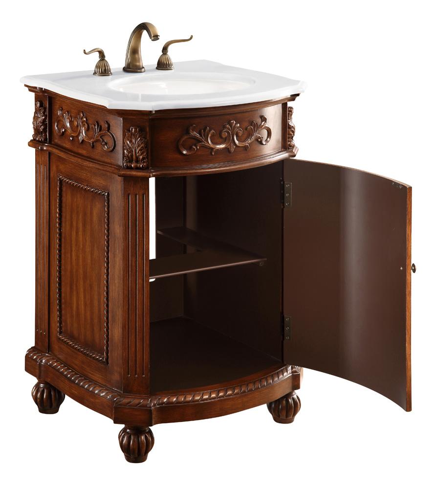 Elegant Furniture & Lighting - Danville 24 inch Single Bathroom vanity in Brown with ivory white engineered marble - VF-1009-VW veiw 4