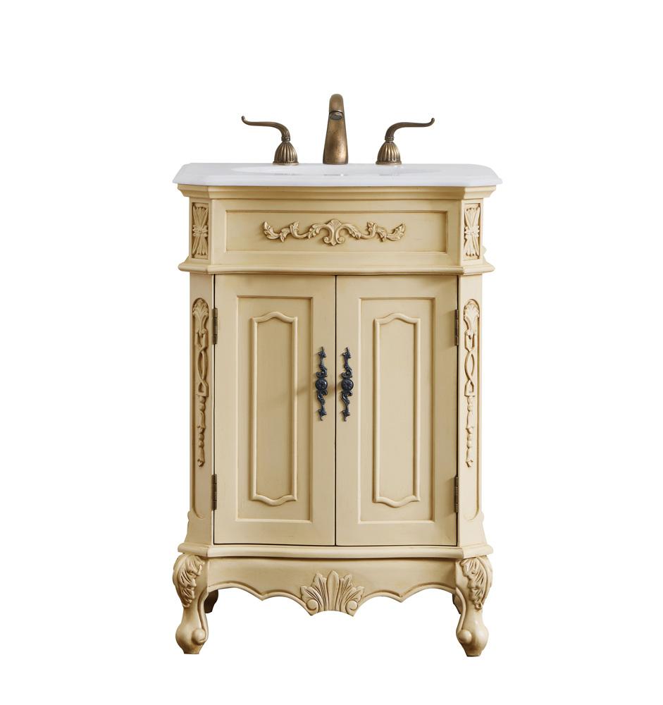 Elegant Furniture & Lighting - Danville 24 inch Single Bathroom vanity in light antique beige with ivory white engineered marble - VF10124LT-VW veiw 1