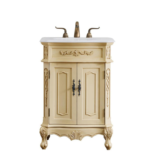 Elegant Furniture & Lighting - Danville 24 inch Single Bathroom vanity in light antique beige with ivory white engineered marble - VF10124LT-VW veiw 1