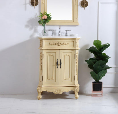 Elegant Furniture & Lighting - Danville 24 inch Single Bathroom vanity in light antique beige with ivory white engineered marble - VF10124LT-VW veiw 2