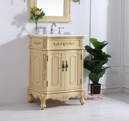 Elegant Furniture & Lighting - Danville 24 inch Single Bathroom vanity in light antique beige with ivory white engineered marble - VF10124LT-VW veiw 3