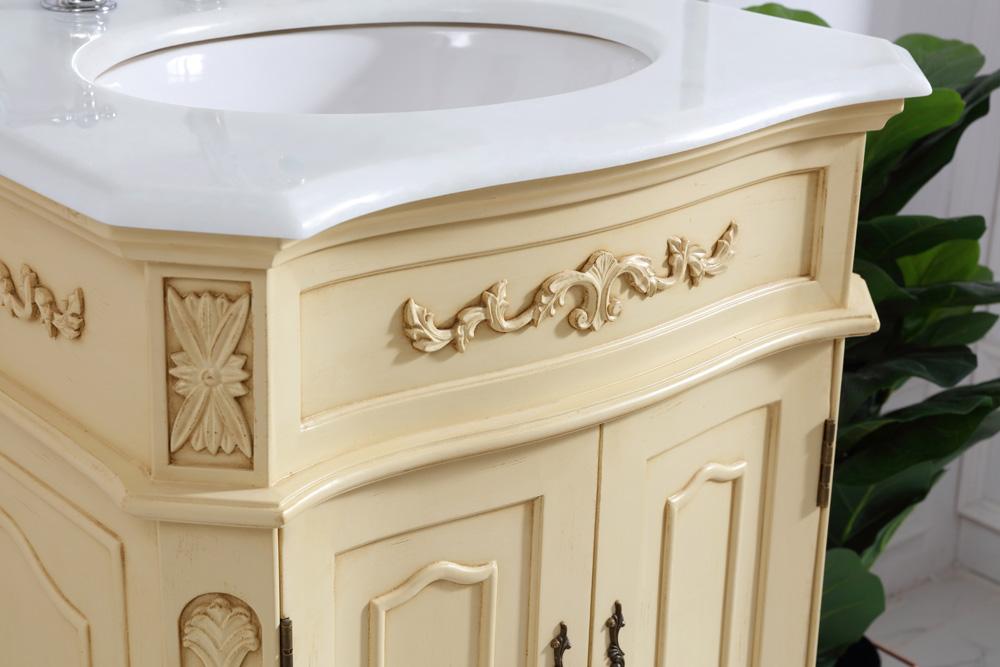 Elegant Furniture & Lighting - Danville 24 inch Single Bathroom vanity in light antique beige with ivory white engineered marble - VF10124LT-VW veiw 5