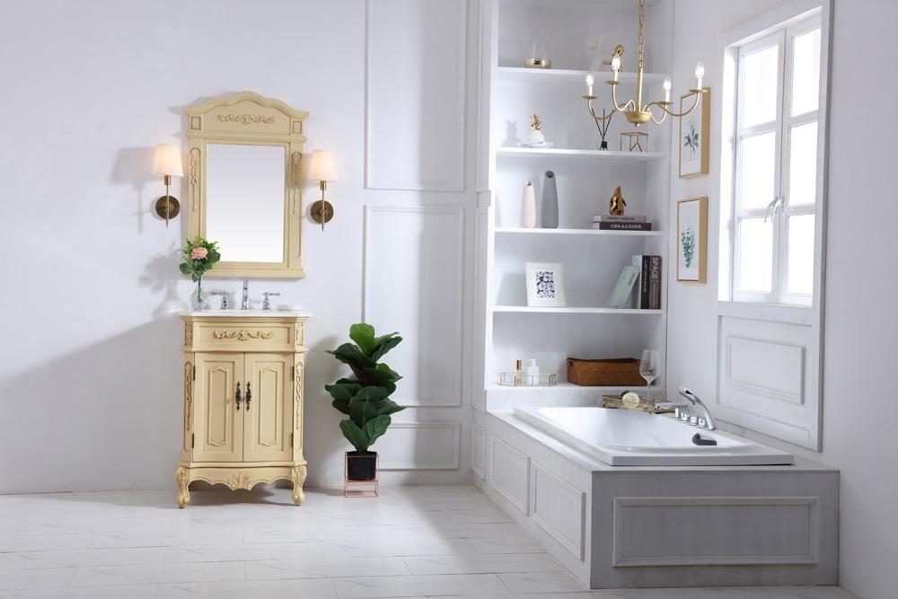 Elegant Furniture & Lighting - Danville 24 inch Single Bathroom vanity in light antique beige with ivory white engineered marble - VF10124LT-VW veiw 7