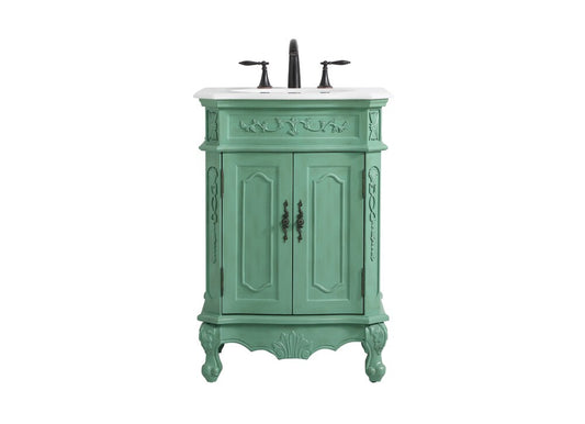 Elegant Furniture & Lighting - Danville 24 inch Single Bathroom vanity in vintage mint with ivory white engineered marble - VF10124VM-VW veiw 1