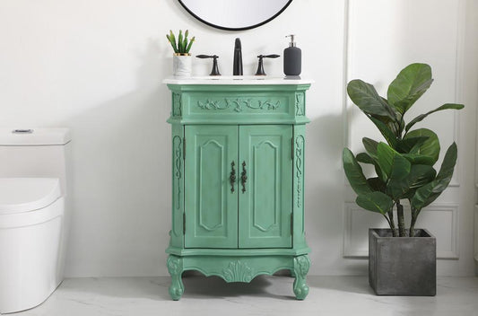 Elegant Furniture & Lighting - Danville 24 inch Single Bathroom vanity in vintage mint with ivory white engineered marble - VF10124VM-VW veiw 2