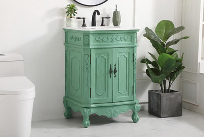 Elegant Furniture & Lighting - Danville 24 inch Single Bathroom vanity in vintage mint with ivory white engineered marble - VF10124VM-VW veiw 3