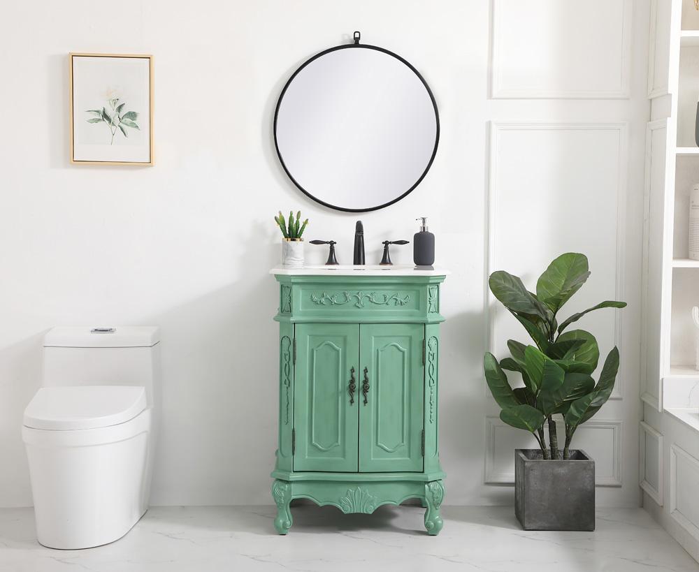 Elegant Furniture & Lighting - Danville 24 inch Single Bathroom vanity in vintage mint with ivory white engineered marble - VF10124VM-VW veiw 5