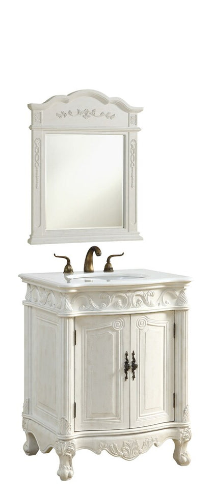 Elegant Furniture & Lighting - Danville 27 inch Single Bathroom vanity in Antique White with ivory white engineered marble - VF-1008-VW veiw 1