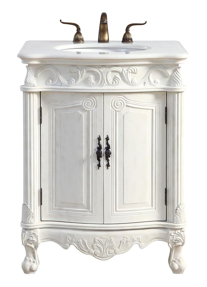 Elegant Furniture & Lighting - Danville 27 inch Single Bathroom vanity in Antique White with ivory white engineered marble - VF-1008-VW veiw 2