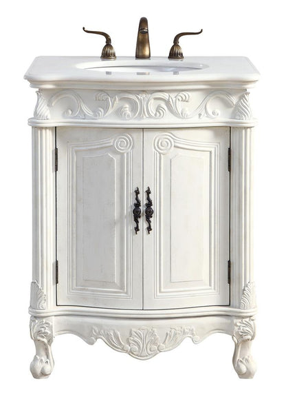 Elegant Furniture & Lighting - Danville 27 inch Single Bathroom vanity in Antique White with ivory white engineered marble - VF-1008-VW veiw 2