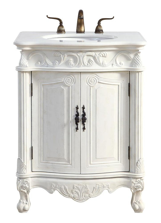 Elegant Furniture & Lighting - Danville 27 inch Single Bathroom vanity in Antique White with ivory white engineered marble - VF-1008-VW veiw 2