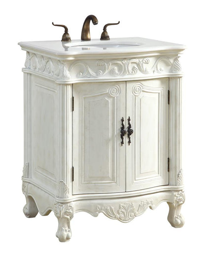 Elegant Furniture & Lighting - Danville 27 inch Single Bathroom vanity in Antique White with ivory white engineered marble - VF-1008-VW veiw 3