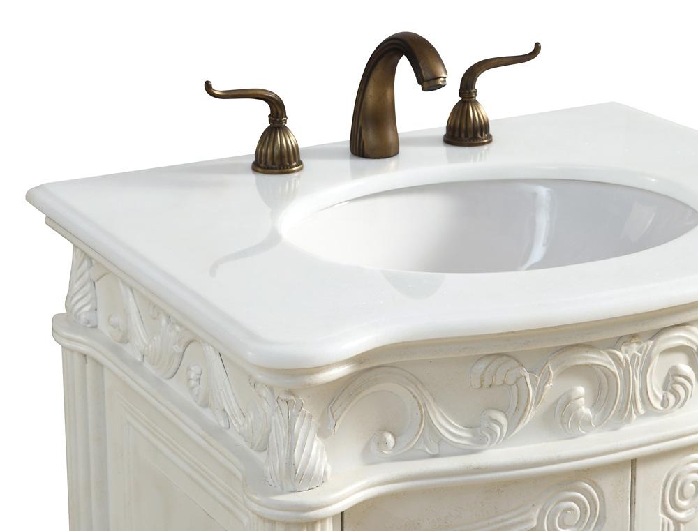 Elegant Furniture & Lighting - Danville 27 inch Single Bathroom vanity in Antique White with ivory white engineered marble - VF-1008-VW veiw 6