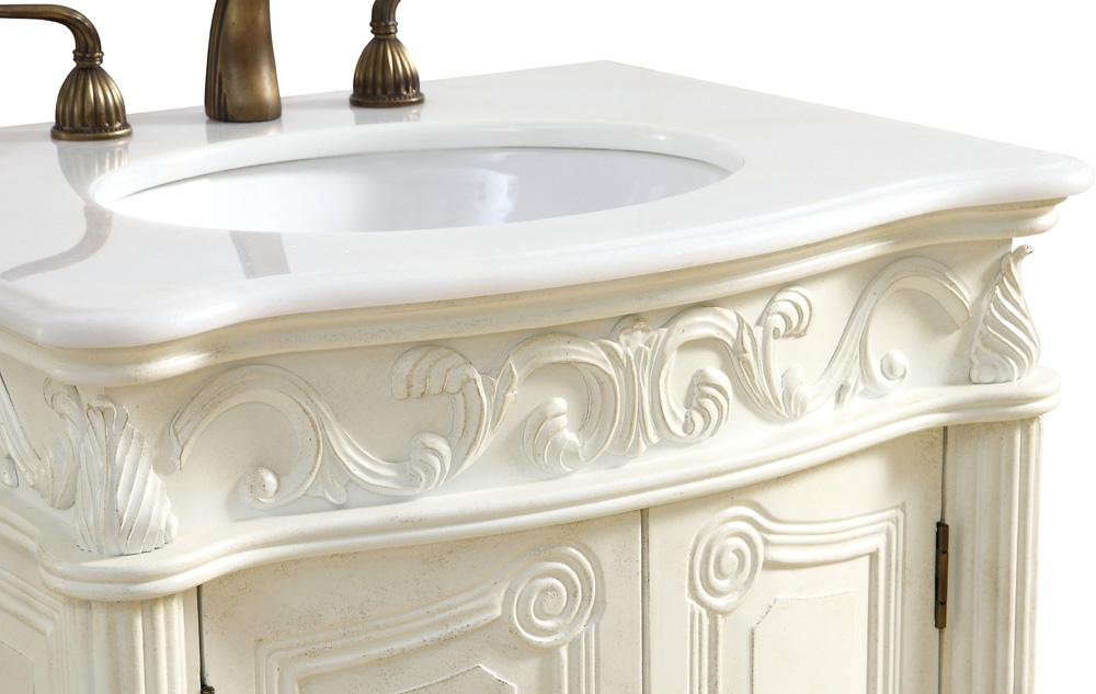 Elegant Furniture & Lighting - Danville 27 inch Single Bathroom vanity in Antique White with ivory white engineered marble - VF-1008-VW veiw 7