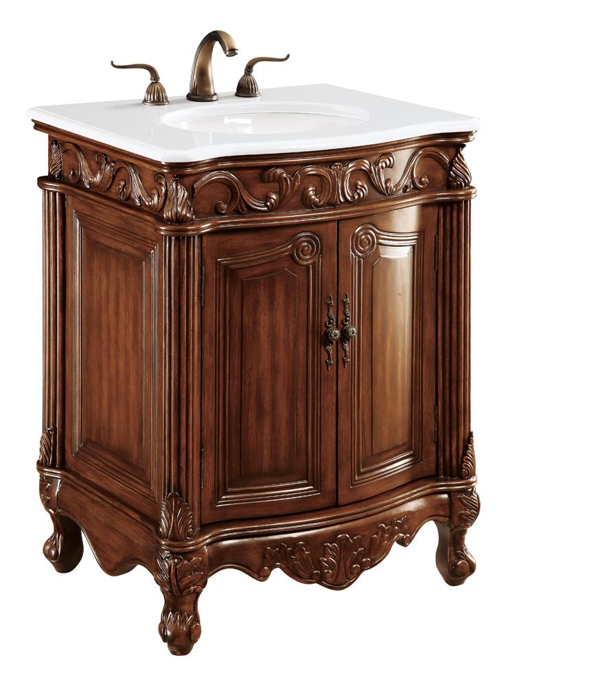 Elegant Furniture & Lighting - Danville 27 inch Single Bathroom vanity in Brown with ivory white engineered marble - VF-1007-VW veiw 3