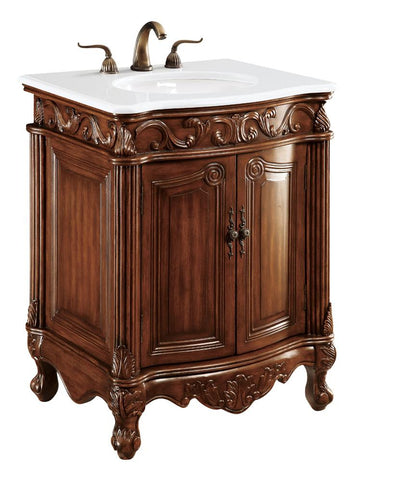 Elegant Furniture & Lighting - Danville 27 inch Single Bathroom vanity in Brown with ivory white engineered marble - VF-1007-VW veiw 3
