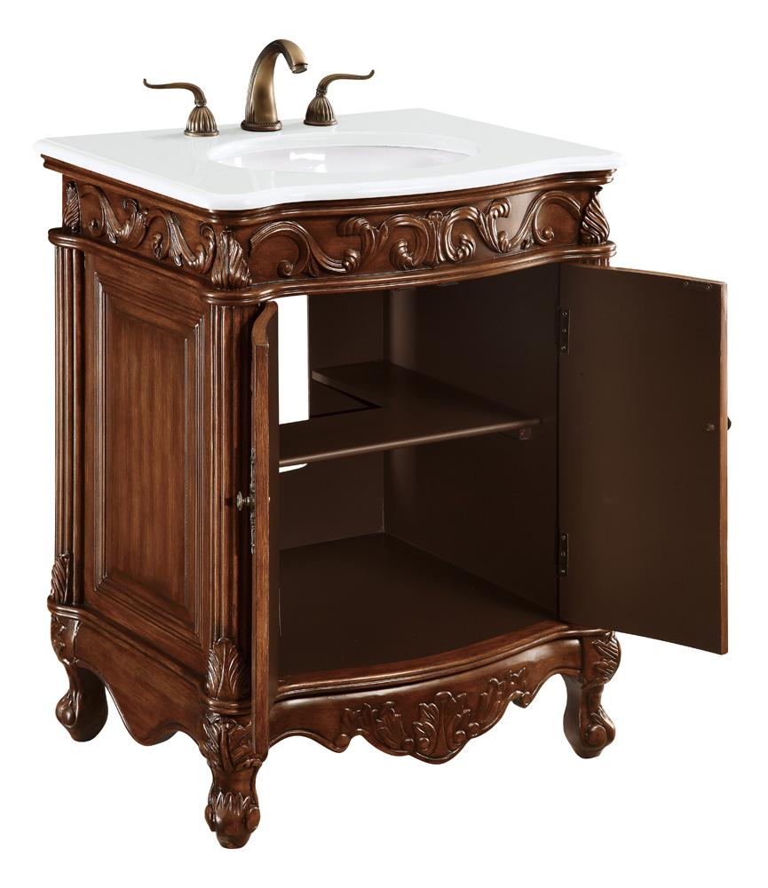 Elegant Furniture & Lighting - Danville 27 inch Single Bathroom vanity in Brown with ivory white engineered marble - VF-1007-VW veiw 4