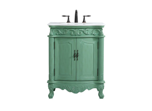 Elegant Furniture & Lighting - Danville 27 inch Single Bathroom vanity in vintage mint with ivory white engineered marble - VF-1008VM-VW veiw 1