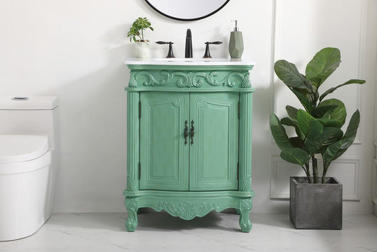 Elegant Furniture & Lighting - Danville 27 inch Single Bathroom vanity in vintage mint with ivory white engineered marble - VF-1008VM-VW veiw 2