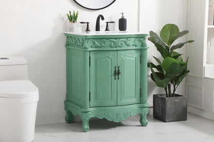 Elegant Furniture & Lighting - Danville 27 inch Single Bathroom vanity in vintage mint with ivory white engineered marble - VF-1008VM-VW veiw 3