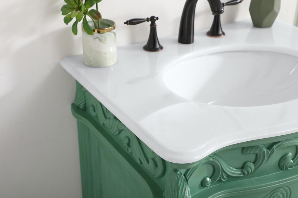 Elegant Furniture & Lighting - Danville 27 inch Single Bathroom vanity in vintage mint with ivory white engineered marble - VF-1008VM-VW veiw 6