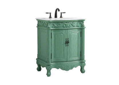 Elegant Furniture & Lighting - Danville 27 inch Single Bathroom vanity in vintage mint with ivory white engineered marble - VF-1008VM-VW veiw 8