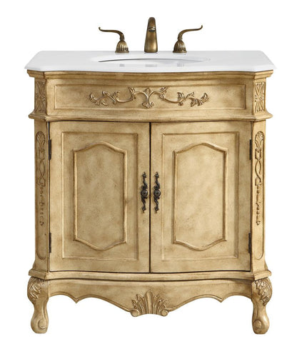 Elegant Furniture & Lighting - Danville 32 inch Single Bathroom vanity in Antique Beige with ivory white engineered marble - VF10132AB-VW veiw 1
