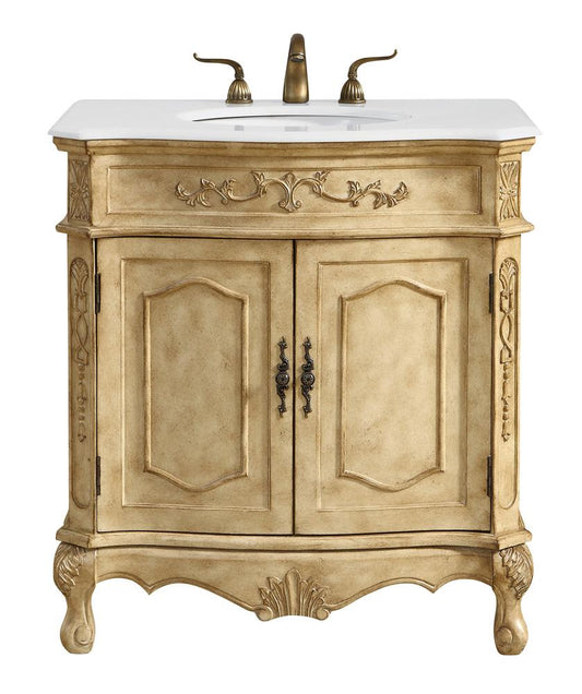 Elegant Furniture & Lighting - Danville 32 inch Single Bathroom vanity in Antique Beige with ivory white engineered marble - VF10132AB-VW veiw 1