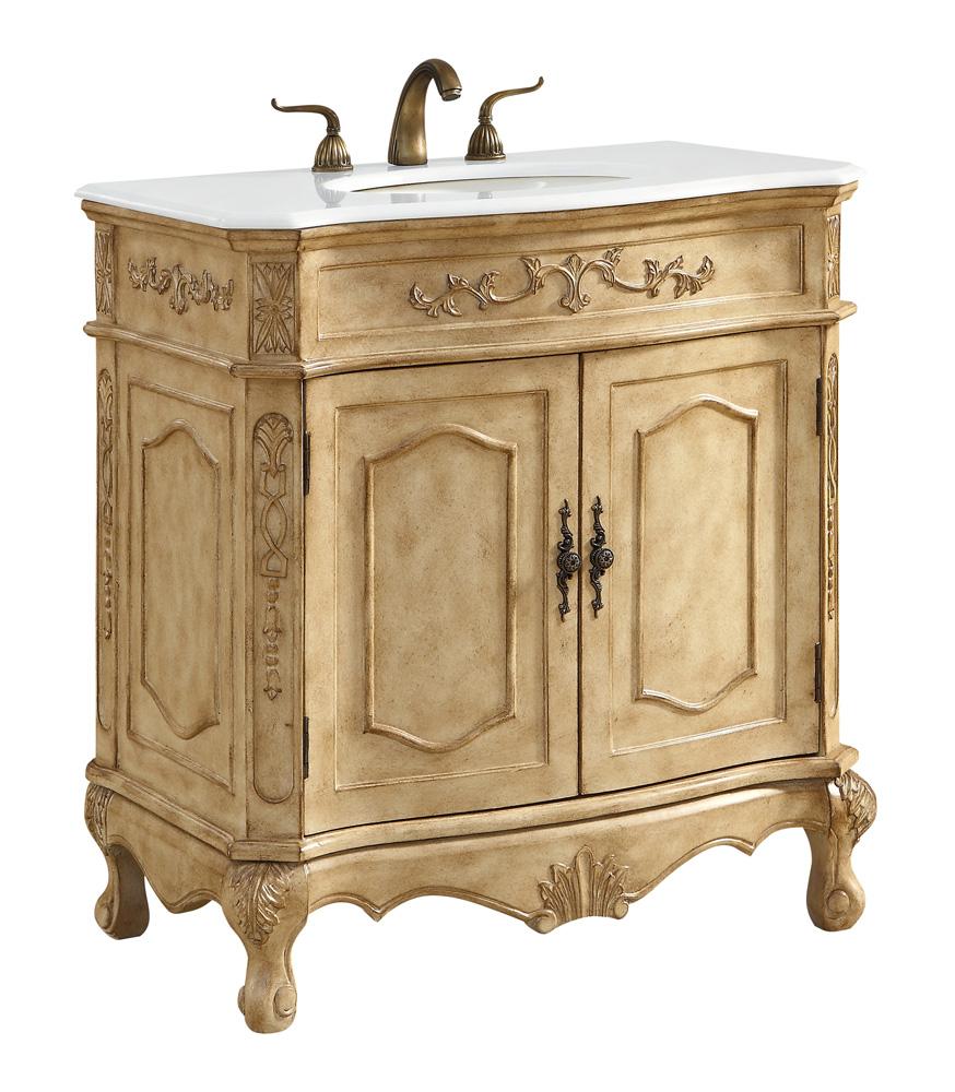 Elegant Furniture & Lighting - Danville 32 inch Single Bathroom vanity in Antique Beige with ivory white engineered marble - VF10132AB-VW veiw 2
