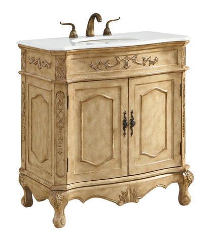 Elegant Furniture & Lighting - Danville 32 inch Single Bathroom vanity in Antique Beige with ivory white engineered marble - VF10132AB-VW veiw 2