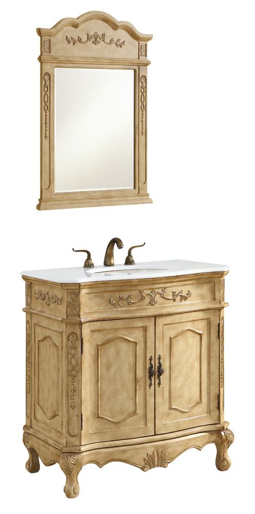 Elegant Furniture & Lighting - Danville 32 inch Single Bathroom vanity in Antique Beige with ivory white engineered marble - VF10132AB-VW veiw 3