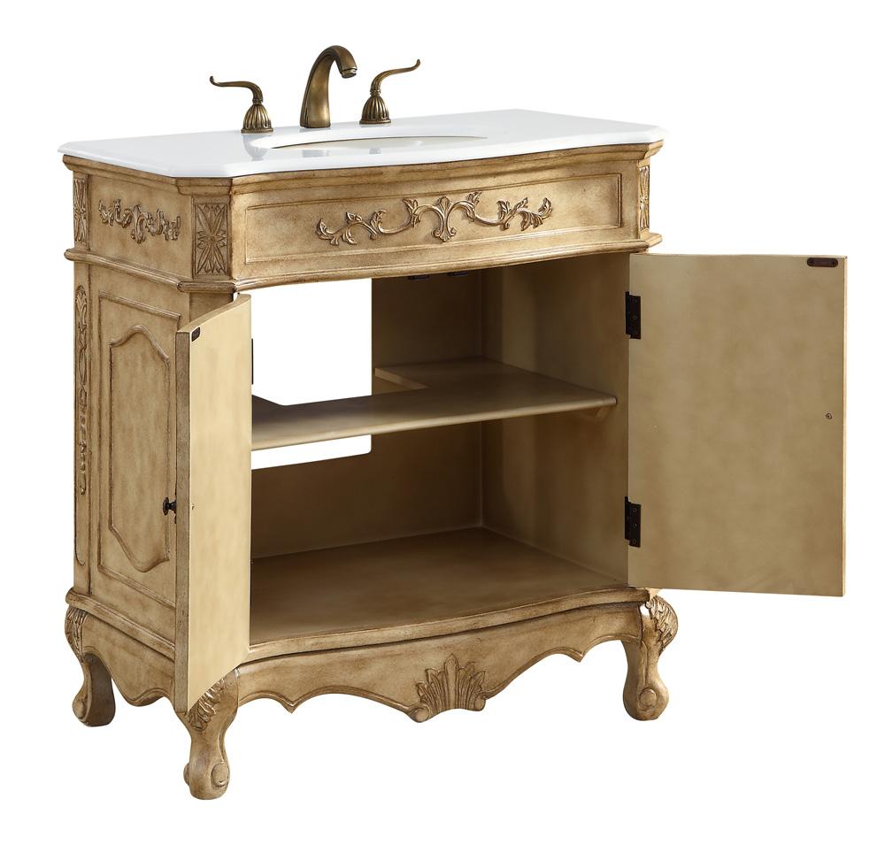 Elegant Furniture & Lighting - Danville 32 inch Single Bathroom vanity in Antique Beige with ivory white engineered marble - VF10132AB-VW veiw 4