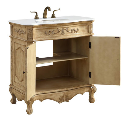 Elegant Furniture & Lighting - Danville 32 inch Single Bathroom vanity in Antique Beige with ivory white engineered marble - VF10132AB-VW veiw 4