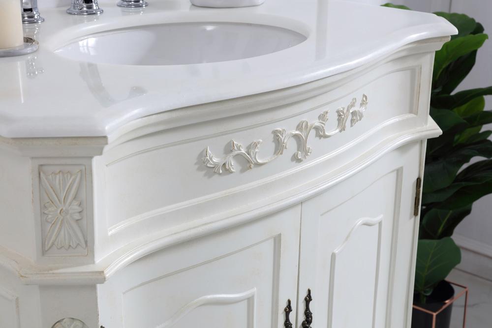 Elegant Furniture & Lighting - Danville 32 inch Single Bathroom vanity in antique white with ivory white engineered marble - VF10132AW-VW veiw 5
