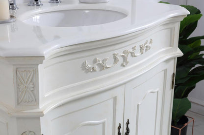 Elegant Furniture & Lighting - Danville 32 inch Single Bathroom vanity in antique white with ivory white engineered marble - VF10132AW-VW veiw 5