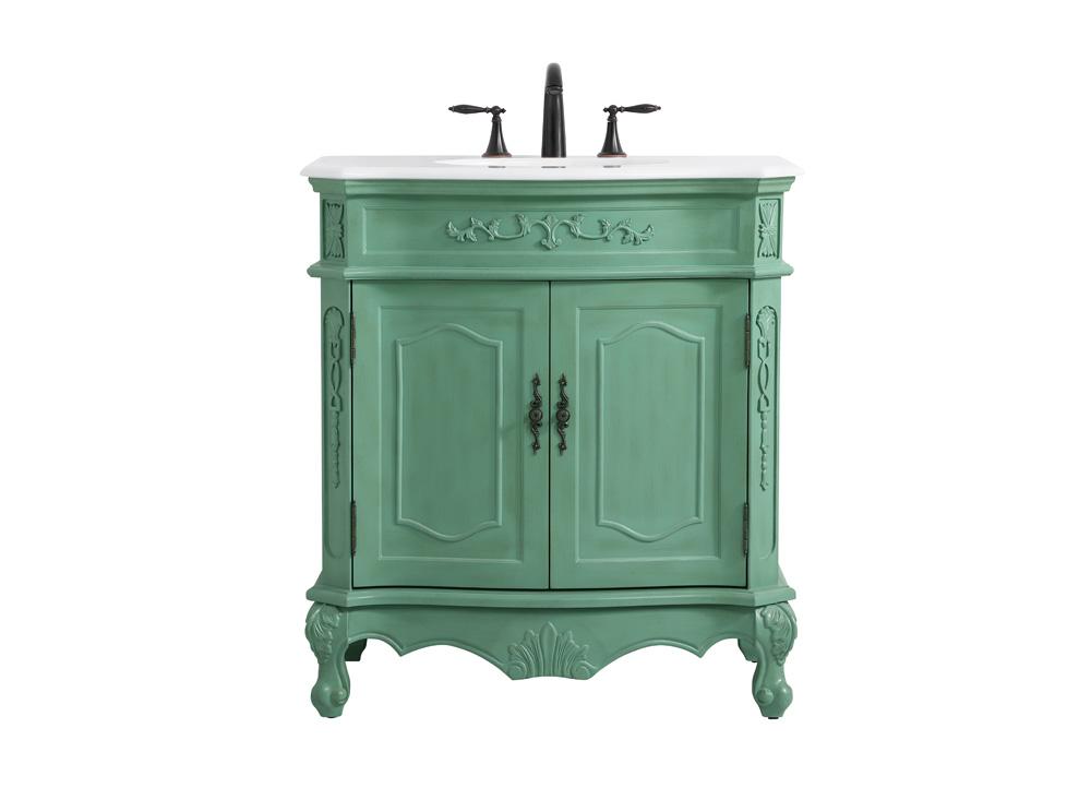 Elegant Furniture & Lighting - Danville 32 inch Single Bathroom vanity in vintage mint with ivory white engineered marble - VF10132VM-VW veiw 1