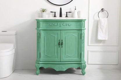 Elegant Furniture & Lighting - Danville 32 inch Single Bathroom vanity in vintage mint with ivory white engineered marble - VF10132VM-VW veiw 2
