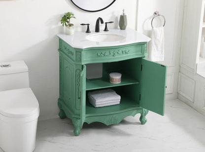 Elegant Furniture & Lighting - Danville 32 inch Single Bathroom vanity in vintage mint with ivory white engineered marble - VF10132VM-VW veiw 4