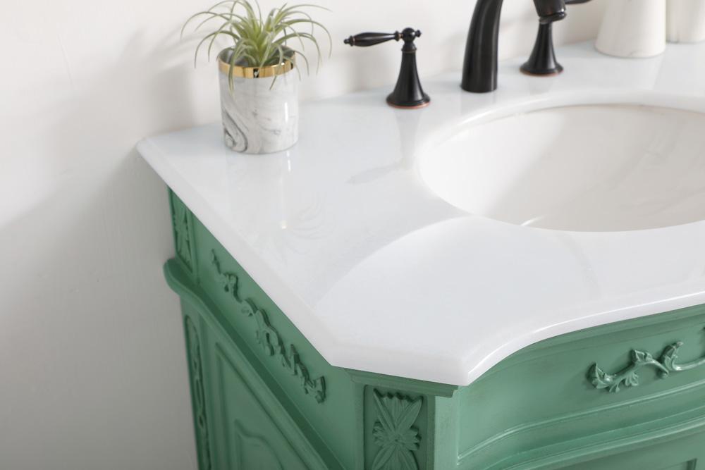 Elegant Furniture & Lighting - Danville 32 inch Single Bathroom vanity in vintage mint with ivory white engineered marble - VF10132VM-VW veiw 6