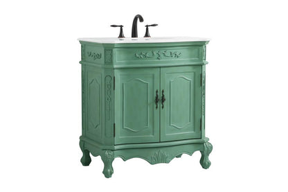 Elegant Furniture & Lighting - Danville 32 inch Single Bathroom vanity in vintage mint with ivory white engineered marble - VF10132VM-VW veiw 8
