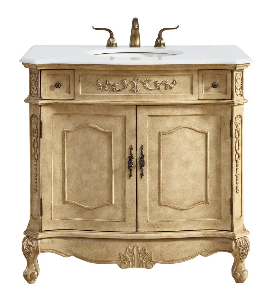 Elegant Furniture & Lighting - Danville 36 inch Single Bathroom vanity in Antique Beige with ivory white engineered marble - VF10136AB-VW veiw 1